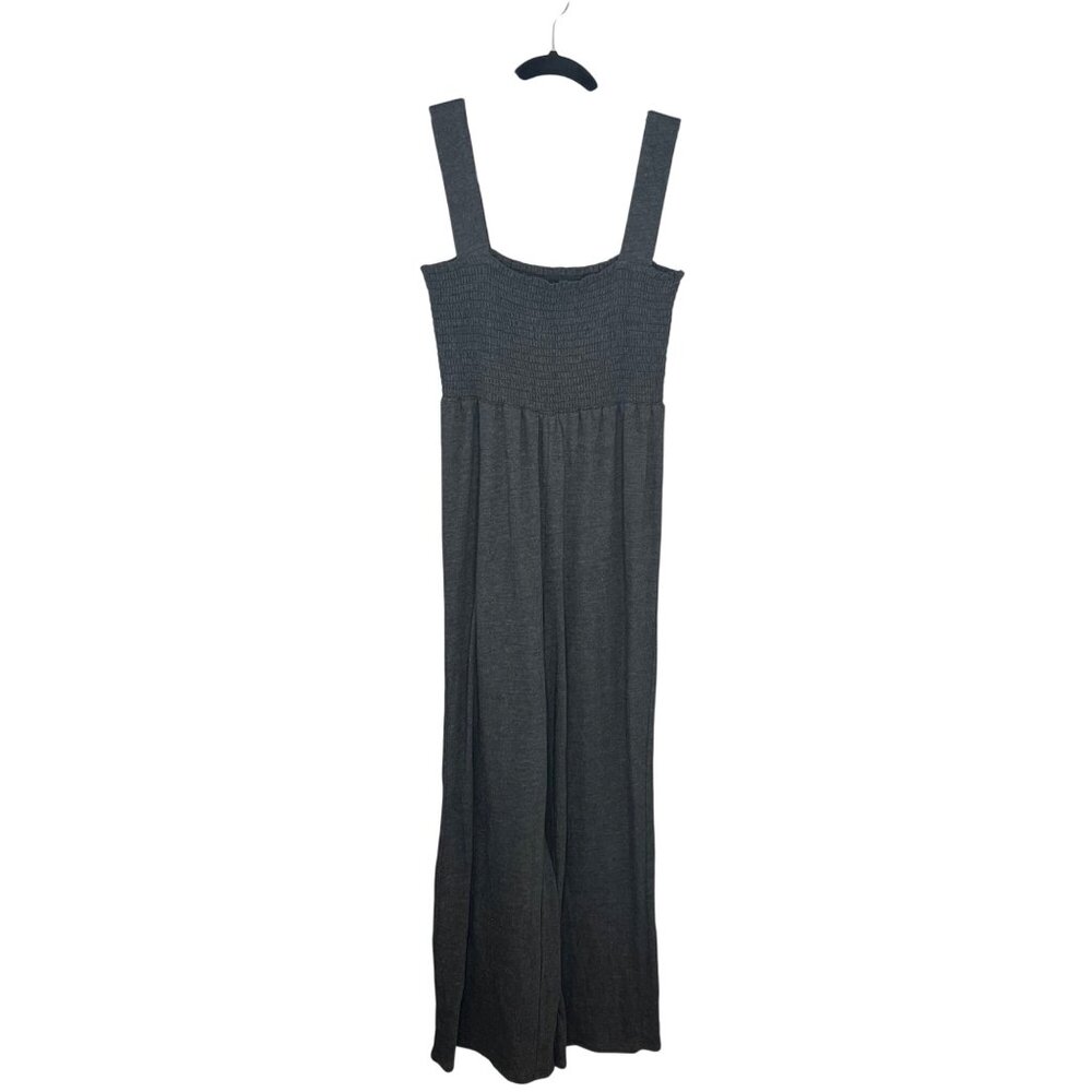 Chaser Smocked Wide Leg‎ Jumpsuit Romper Size S Dark Gray NEW